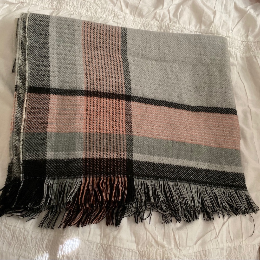 Express Cozy Pink Plaid Blanket Scarf